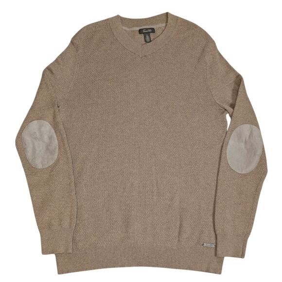 Tasso Elba Cashmere Blend Sweater With Elbow Patches Large Tan - Picture 7 of 7